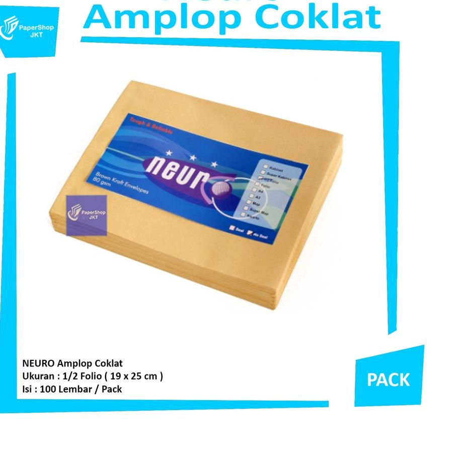 

GRATIS ONGKIR✅Neuro - amplop coklat 1/2 Folio - Non Seal ( 19 x 25 cm )|RA5