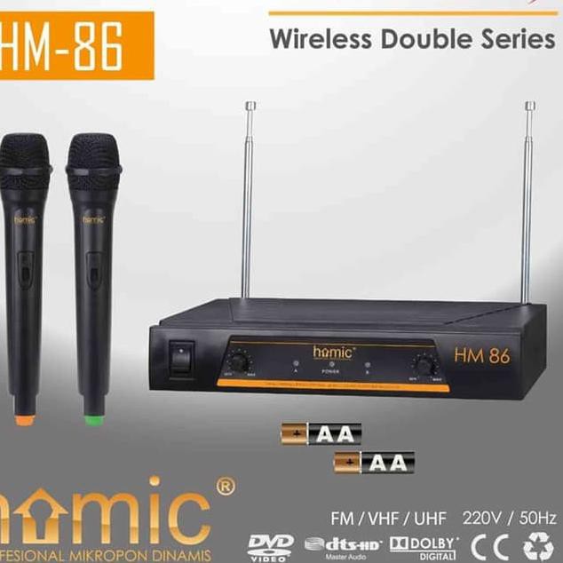 Mic Wireless Double with Receiver Homic HM-86