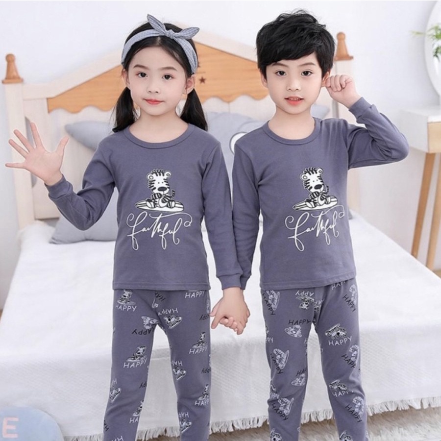 BAJU PIYAMA ANAK UNISEX 7THN KAOS LENGAN CELANA PANJANG SET NEW ARRIVAL