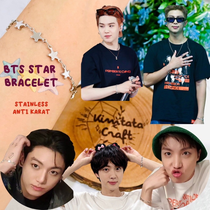 (Anti Karat) Gelang Rantai Bintang BTS Star Bracelet Jungkook Jin Suga Jhope RM namjoon yoongi J-Hop