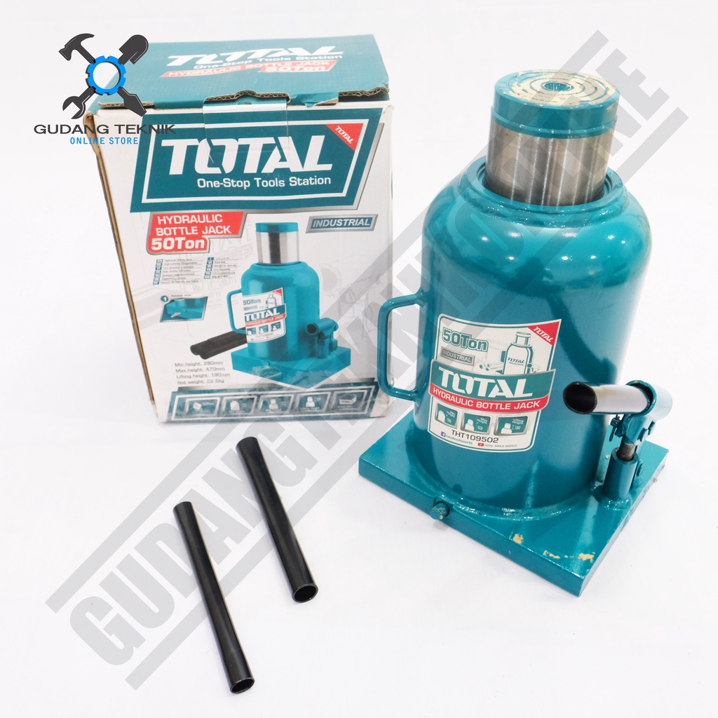 Dongkrak Botol 50 Ton TOTAL THT109502 / Hydraulic Jack 50T TOTAL - Dongkrak Hidrolik THT 109502