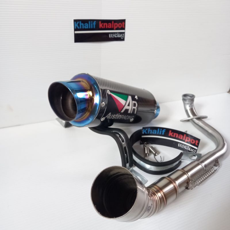 knalpot racing ar austin carbon biru mio-mio sporty mio soul mio J mio Gt mio M3 full system Mio 125
