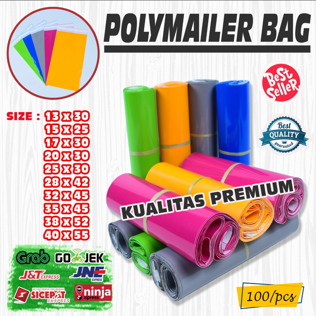

Sy Polymailer kantong kemasan amplop plastik tebal 20X30 WARNA PREMIUM @100 PCS - GLOSSY mewah