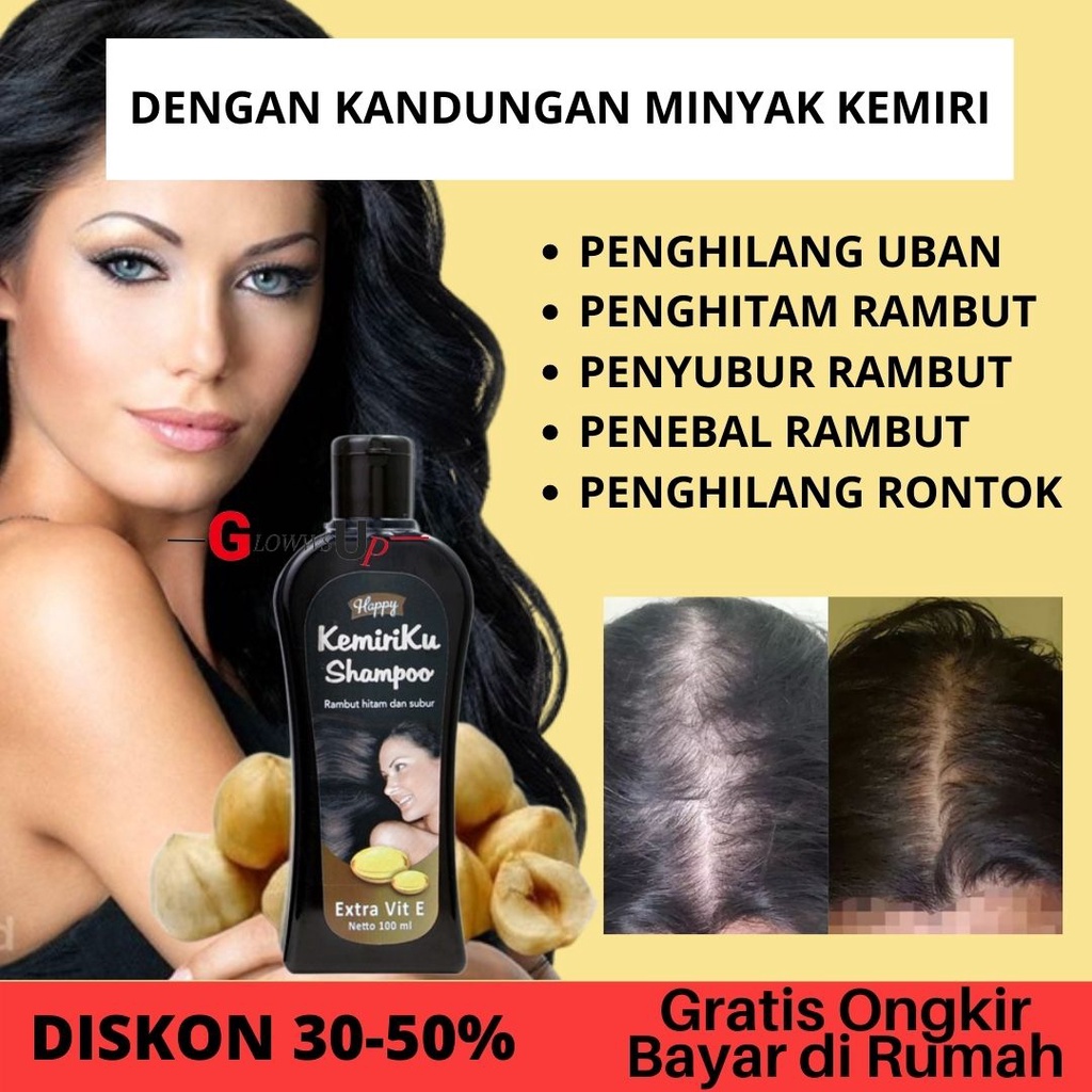 SAMPO PENGHITAM RAMBUT UBAN HAPPY SHAMPOO KEMIRIKU 100ML SHAMPO PENGHILANG KETOMBE TREATMENT RAMBUT