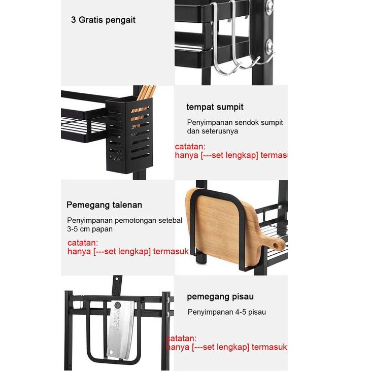 Langsung Beli NETEL Rak Bumbu Dapur Susun Rak Dapur Serbaguna Rak Penyimpanan Stainless Steel 2/3 Susun