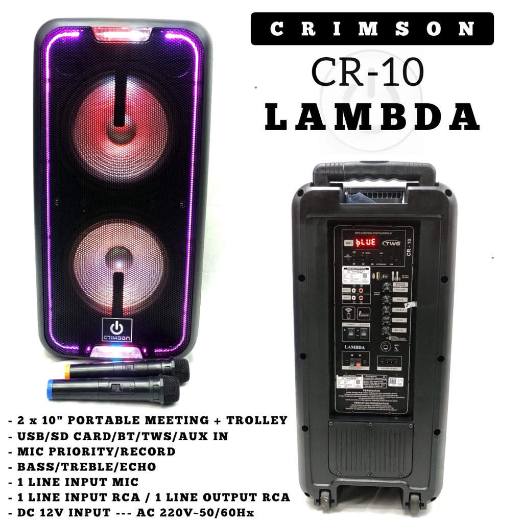 Speaker Portable Crimson CR 10 Lambda / Crimson Lambda CR 10 Bluetooth 10 inch Original