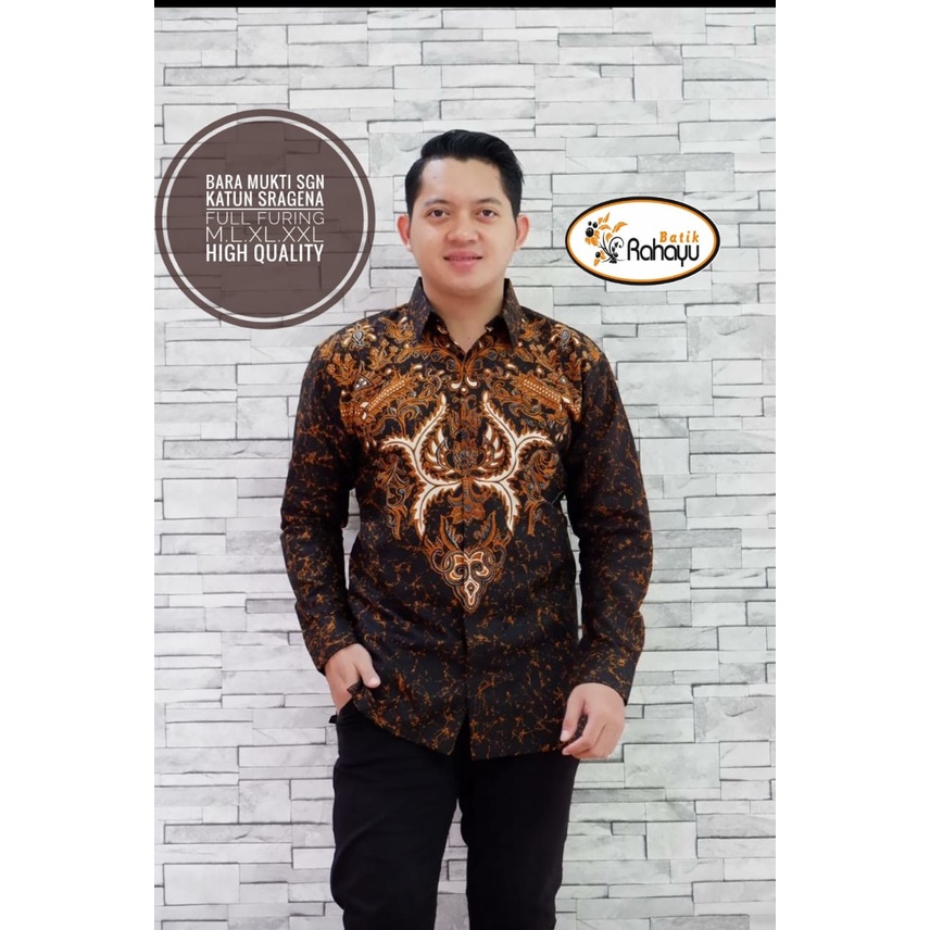 BARA MUKTI RAHAYU SOGAN KEMEJA BATIK PRIA SOLO LENGAN PANJANG LAPIS FURING ATASAN PREMIUM MODERN MLIWIS LASEM WIRA YUDA ARJUNA DAN NAGA ELANG DUA SETYO LUHUR HIJAU CAKRA BIRU PURBO LASEM GALING KAPS GURDO WIBOWO DANUR WENDA SADANA NAVI BUNGA KAPAS LUKITO