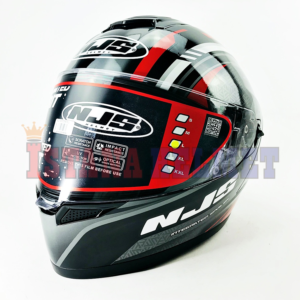 HELM NJS ZX-1 SPECTER BLACK / RED FULL FACE DOUBLE VISOR