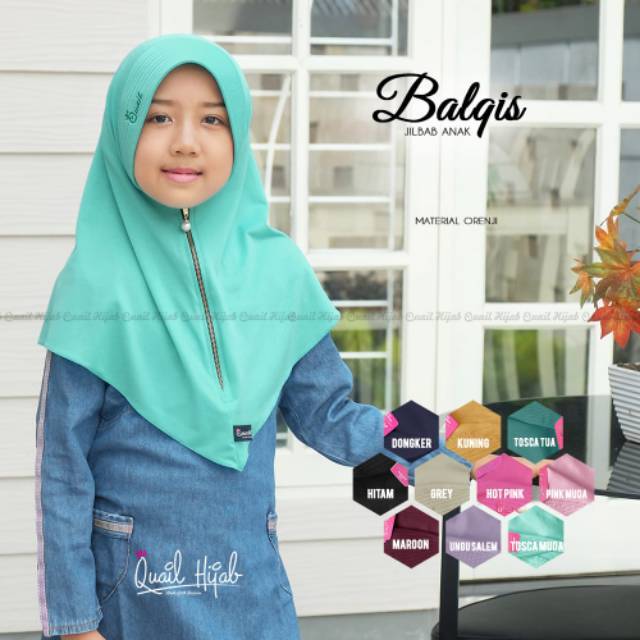 Jilbab anak Balqis ori Quail Hijab