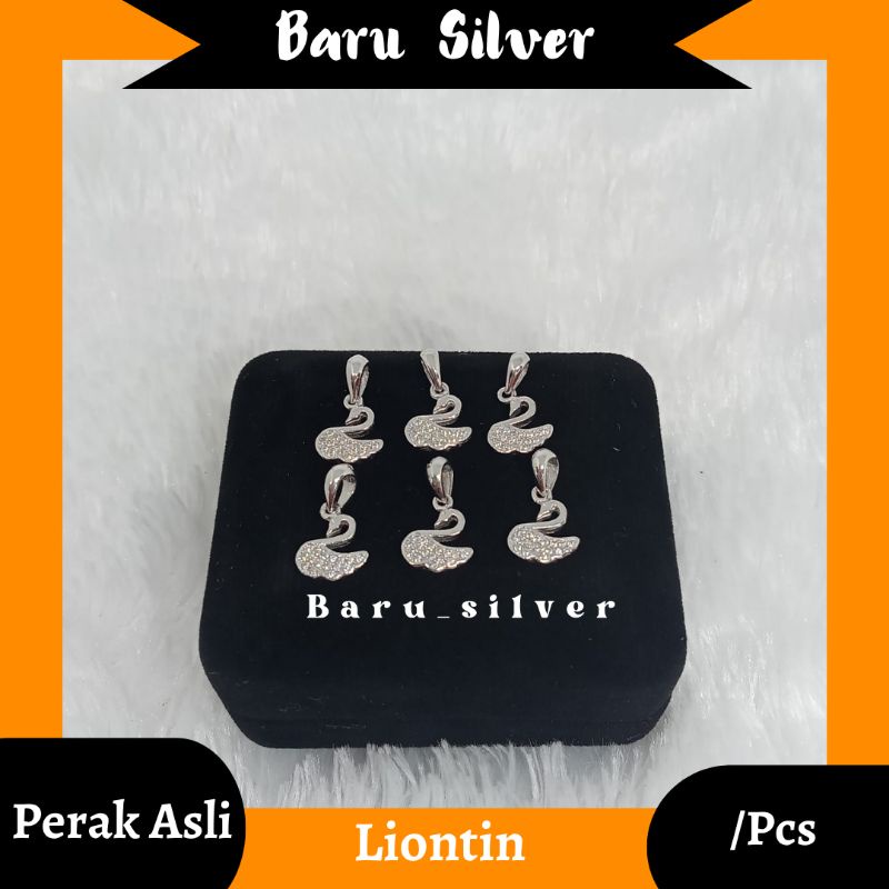 Liontin Angsa Cor Mata², Perak 925, Sepuh Emas Putih