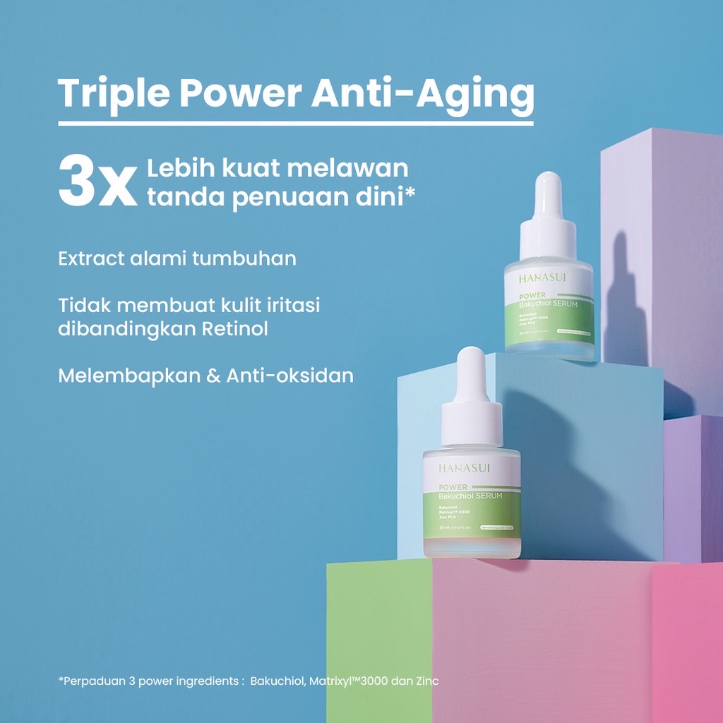 HANASUI Power Serum Series Indonesia / Serum Wajah / Super Powerful / Bright Barrier Bakuchiol BrightExpert MiniPore Peeling Acne Post Acne 20ml / Mencerahkan Jerawat Anti Aging HANASUI Power Post Acne Serum Indonesia / Serum Wajah / Potassium Azeloyl Dig