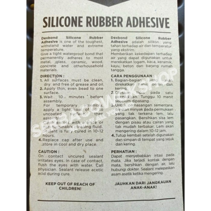 Dexbond Lem Silicone Sealant Rubber Adhesive 70 Gram Termurah