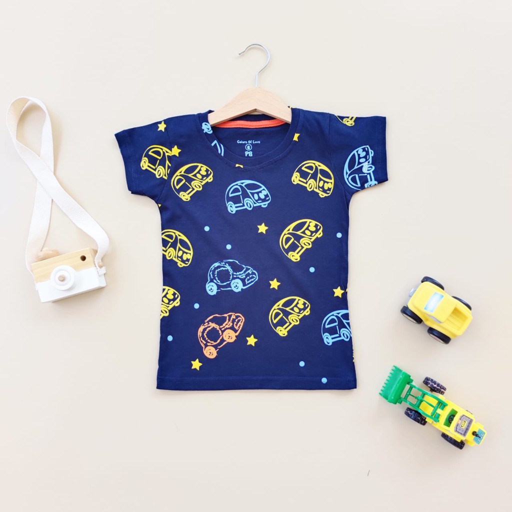 Peachbello Kaos Anak Full Print  Motif Mobil Usia 1 6th 