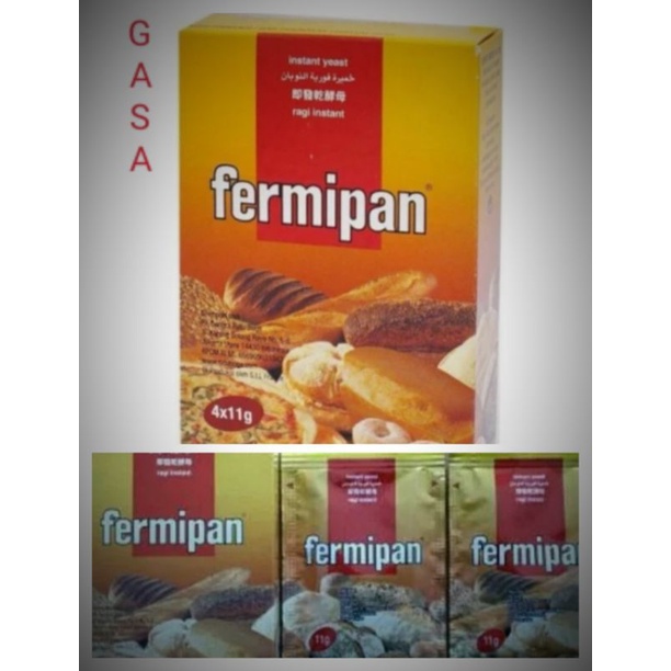 

pengembang ragi kue FERMIPAN/ Ragi terlaris 11gr, 20gr repack, 11grx4