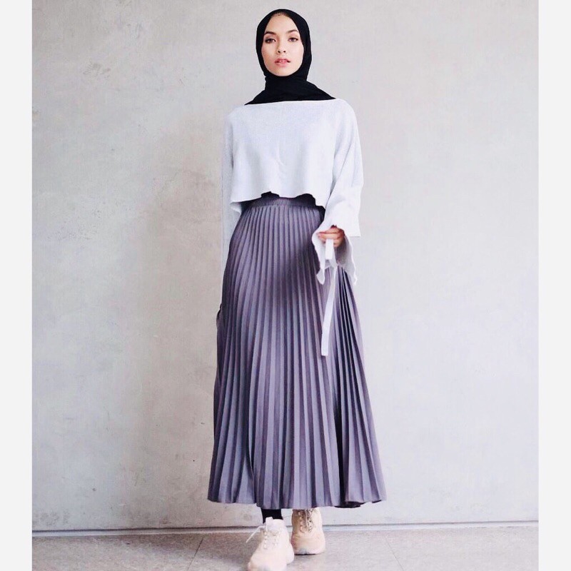 (BISA COD) PALING MURAH ! rok plisket premium maxi skirt prisket pleates real pict