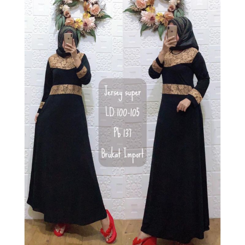 BISA SERAGAMAN gamis jersey hitam manik