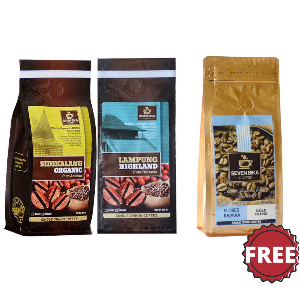 

Seven Bika Sidikalang Arabica & Lampung Robusta 200 Gr FREE Gold Blend 165 Gr [Bubuk/Biji]