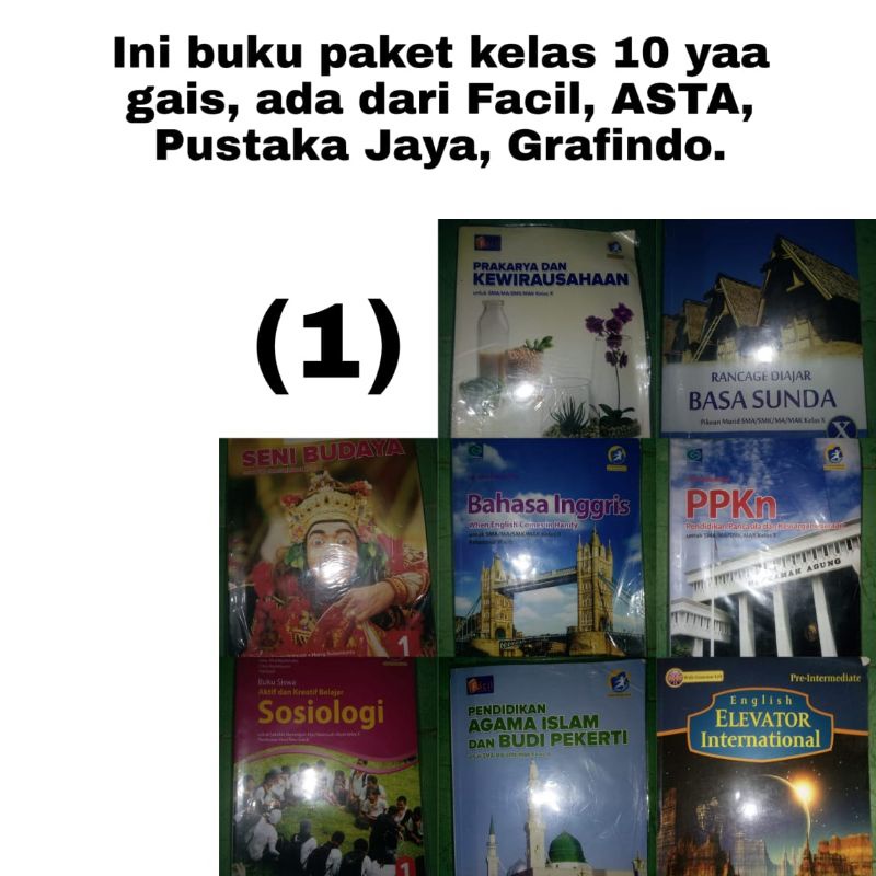 buku paket kelas 10 Facil Agama Prakarya Seni Grafindo PPKN Inggris Sosiologi Pustaka jaya Sunda