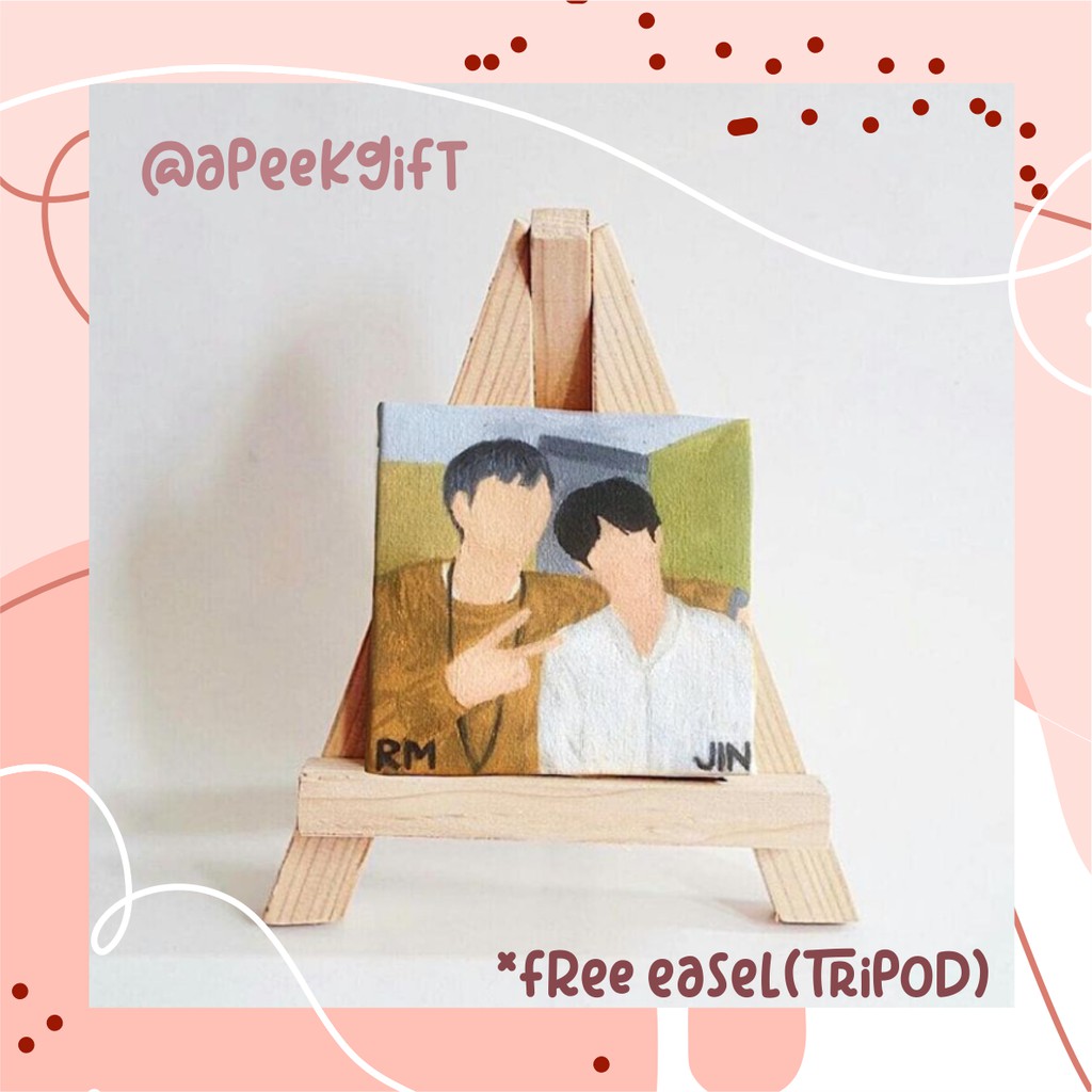 Lukisan Kanvas Mini Kustom(10x10) Kado Ulang Tahun Wisuda/ Custom Painting Mini Canvas (free tripod)