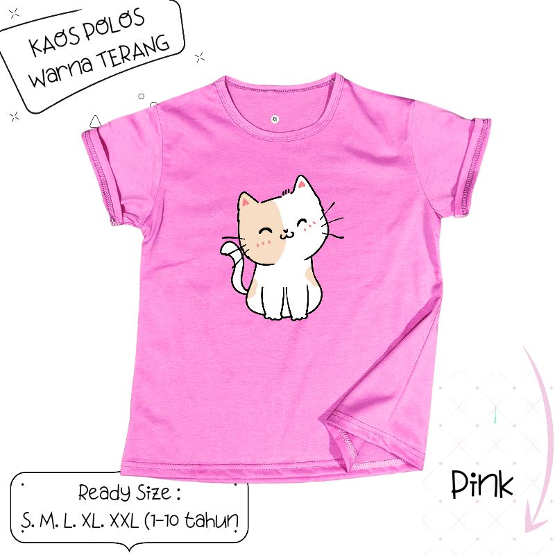 Baju Kaos Anak Cewek 3-12 tahun sampai Dewasa Jumbo  motif Kucing / CAt