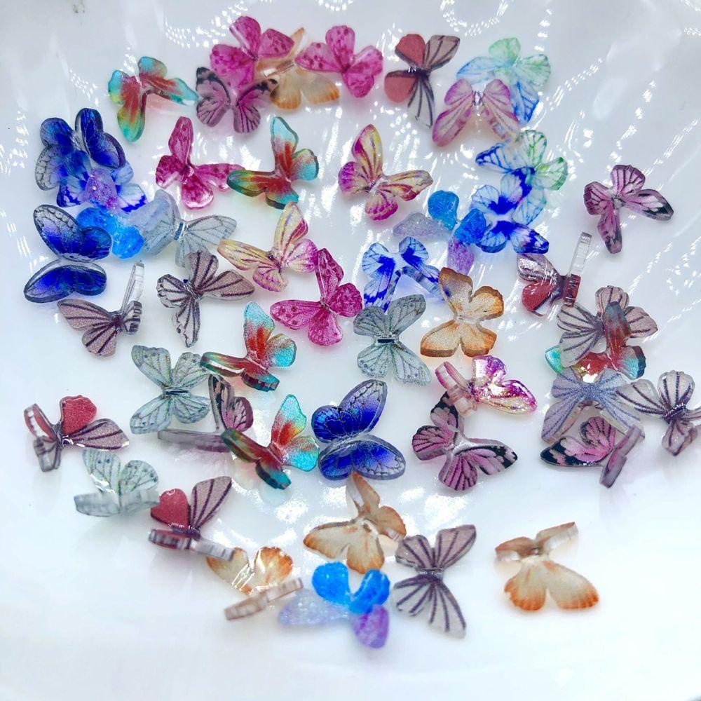 Mxbeauty 20 Pcs Ornamen Kupu-Kupu 3D Bahan Resin Aksen Berlian Imitasi Untuk Nail Art