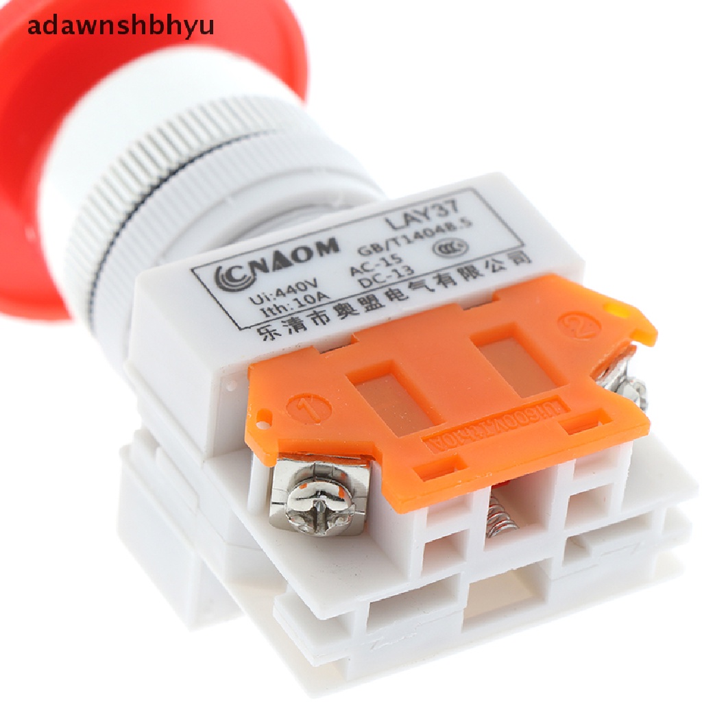 Adawnshbhyu 1Pc Tutup Jamur Merah Biasanya Tertutup Emergency Stop Push Switch Tombol 10A LAY37