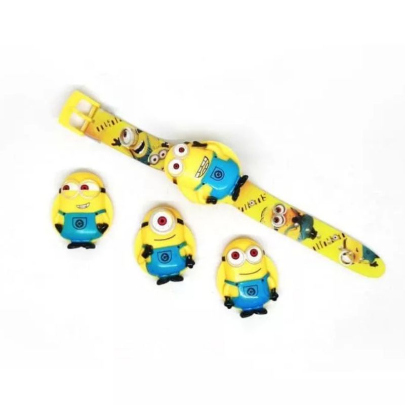 Minion Jam Tangan Anak Laki-laki Jam Tangan 4in1 Kepala Lepas Pasang