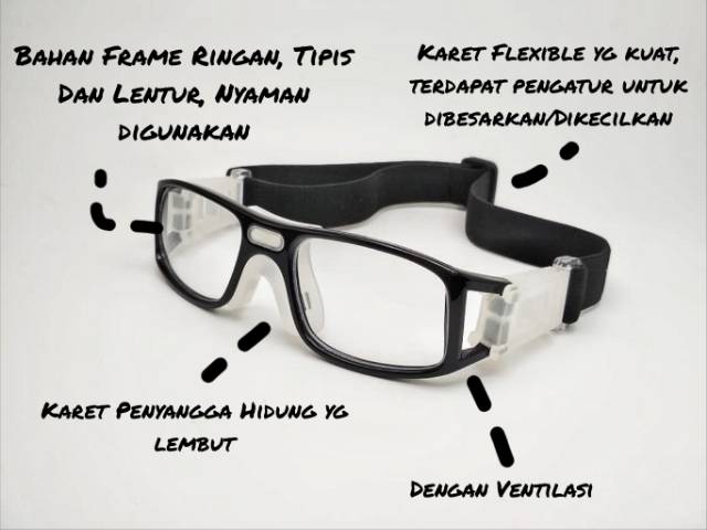Kacamata Sport/Olahraga Futsal Sepakbola Voli Volley Jogging Lensa Minus Silinder Antiradiasi