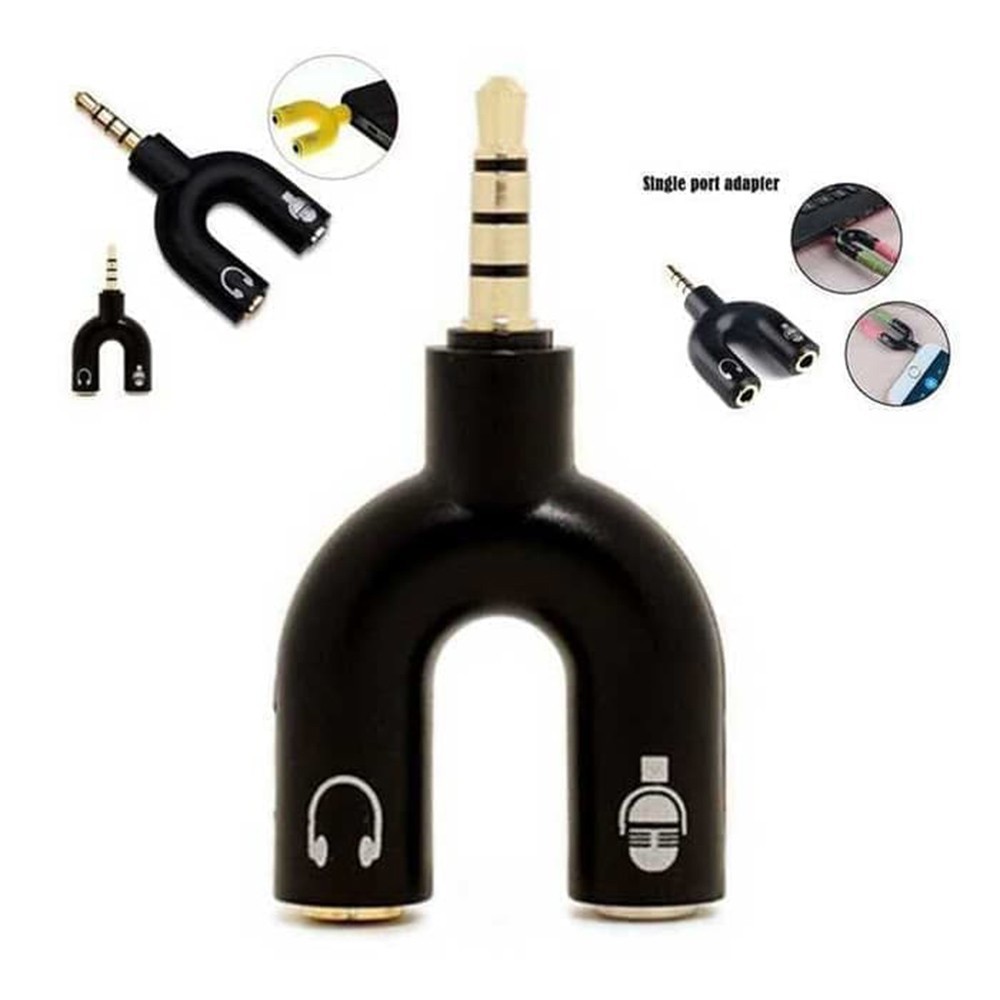 Konektor Splitter Jack 3.5mm Audio Microphone Dual Female Adapter Converter Mic