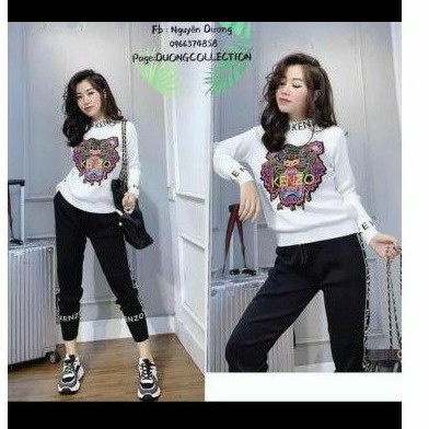 Setelan rajut wanita import premium bkk - Kenzo putih