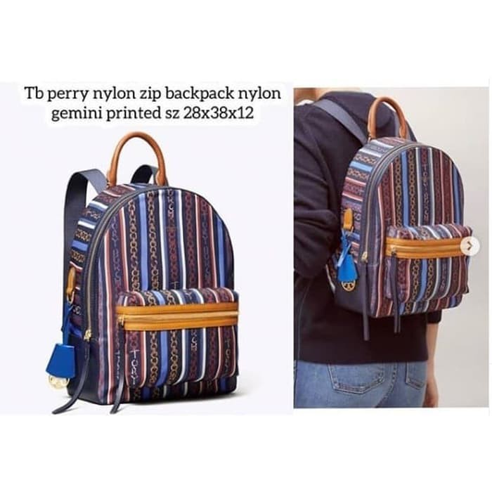 Tas TB Perry nylon zip backpack gemini printed multi stripe 28x38x12cm