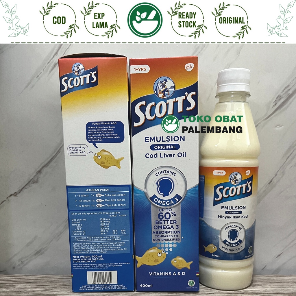 SCOTT'S EMULSION RASA ORIGINAL 400ML VITA COD LIVER OIL MINYAK IKAN KOD  SCOTT EMULSION SCOTTS SCOTT