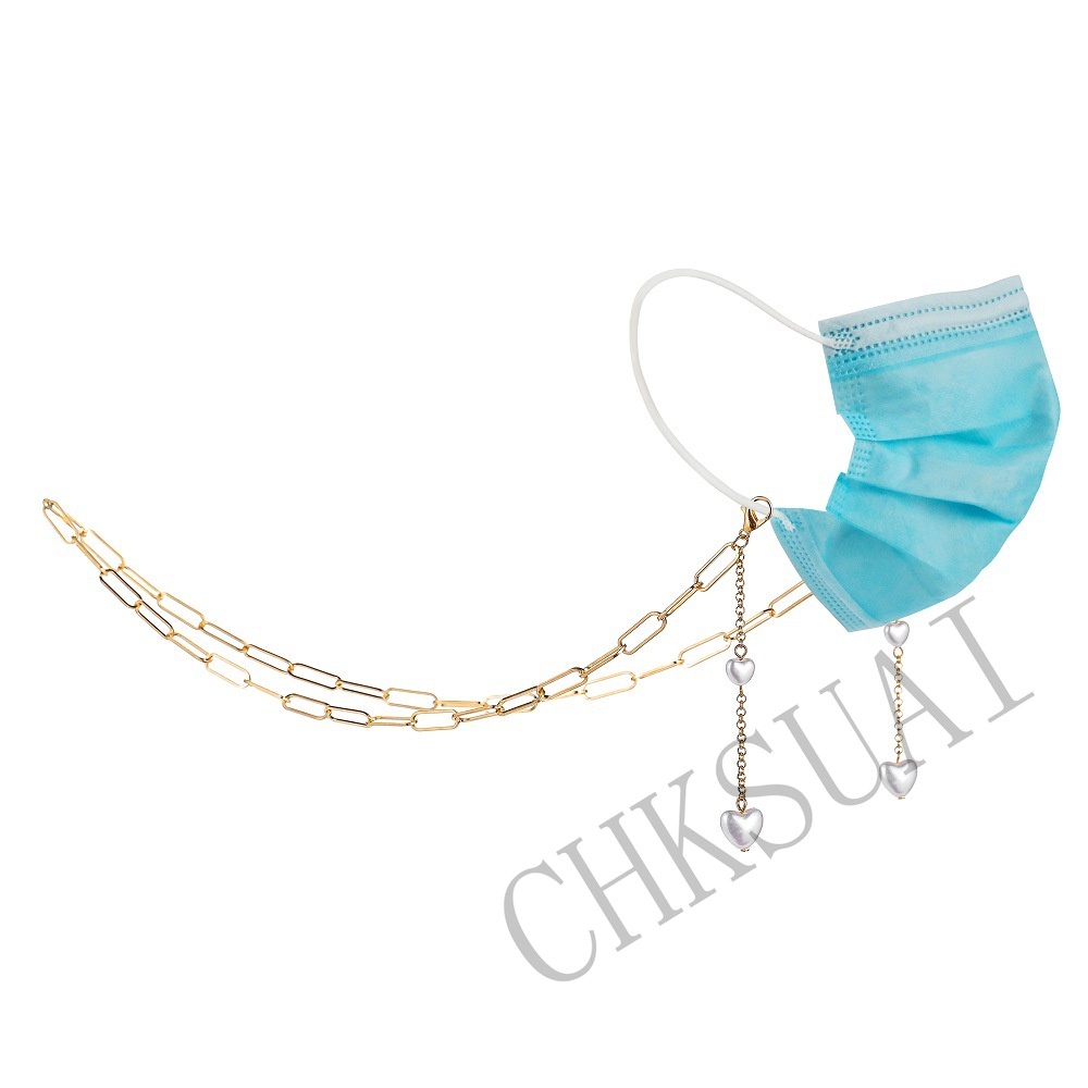 Gold Chain Love Pearl Fashion Anti-lost Mask Hanging Chain Necklace