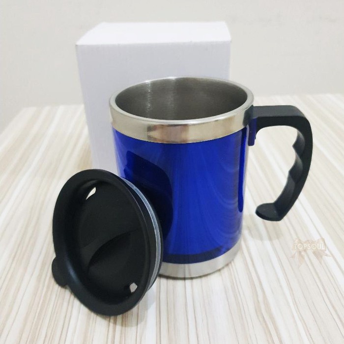 Termos Mug Gelas Warna tahan air panas 2-3 jam - Termos gelas cangkir minum stianles steel dan tutup