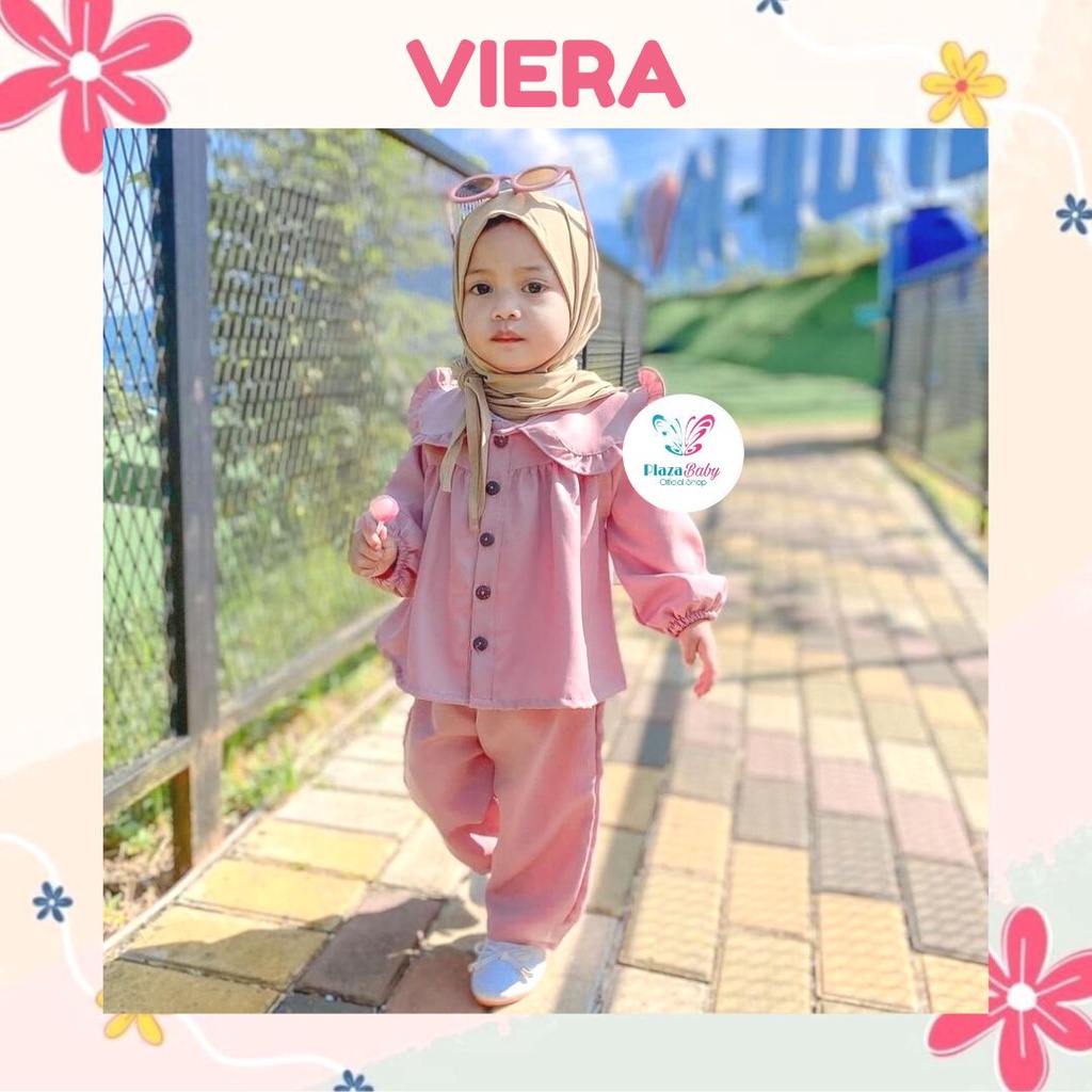 Plazababyku RZ VIERA setelan bayi polos yang lucu baju anak perempuan 1-4 tahun