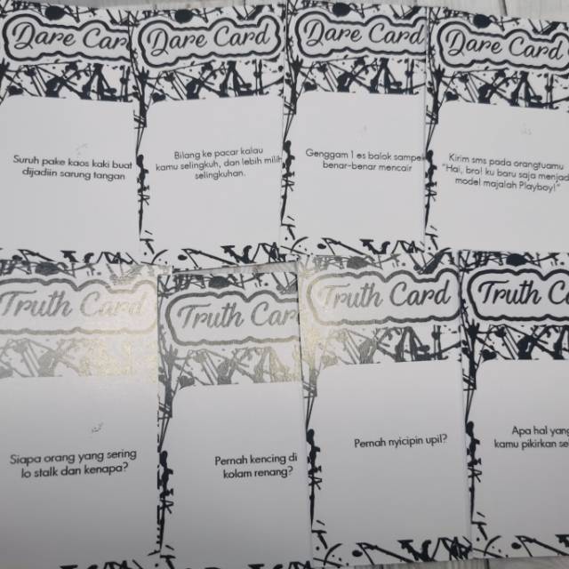 Mainan kartu truth or dare tod card teman pacar dewasa 21+ 4d1w
