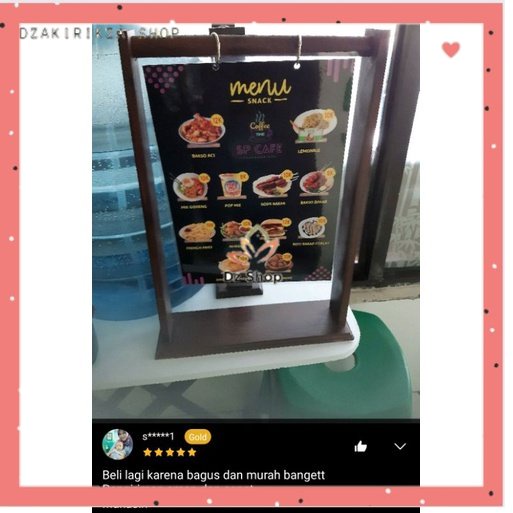 Stand Menu Ukuran A5 Menu Stand Nomor Meja Stand Display Pajangan Menu Table Tend Menu Hang A5 & A4