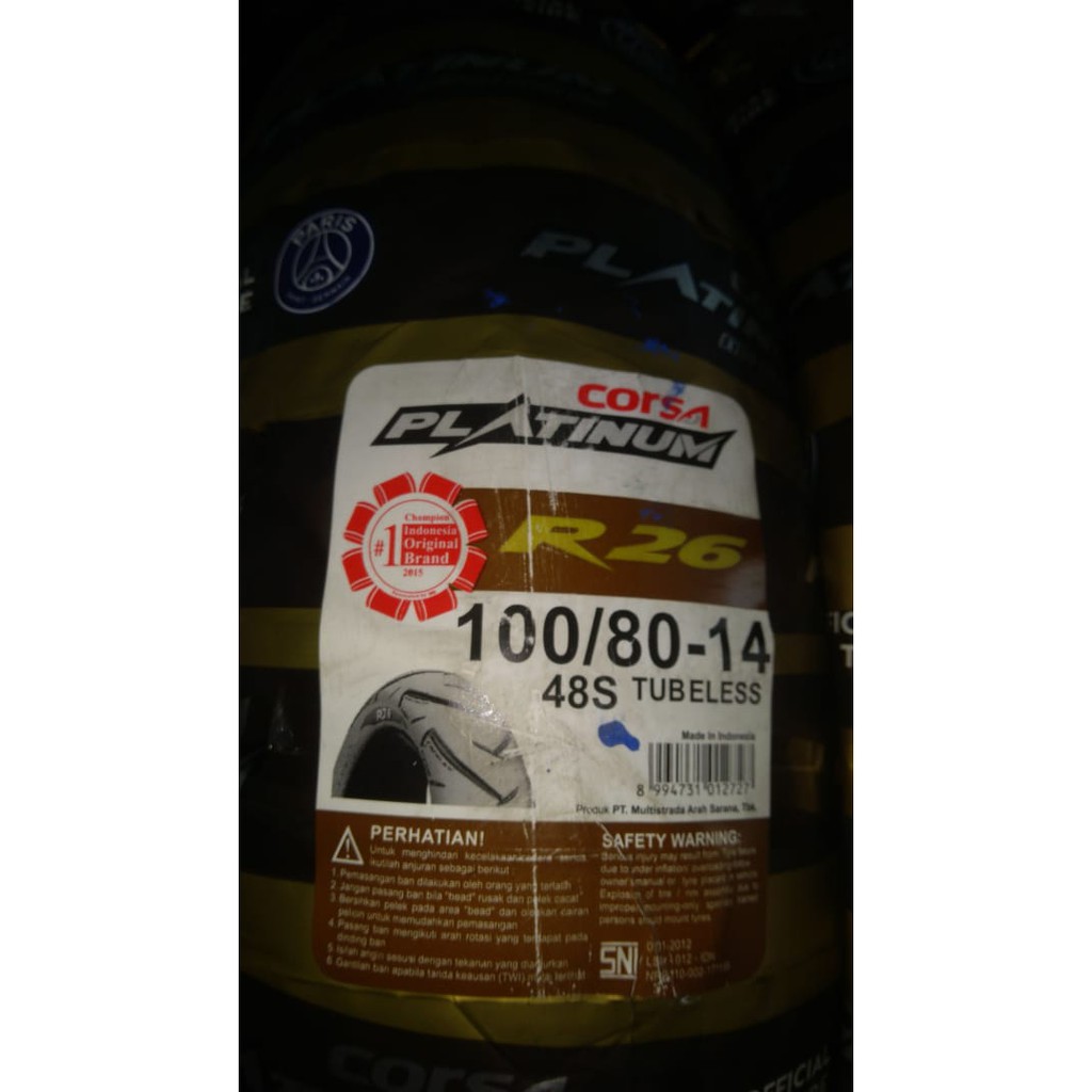 Ban Corsa Platinum R26 100 80 Ring 14 Tubeless Matic