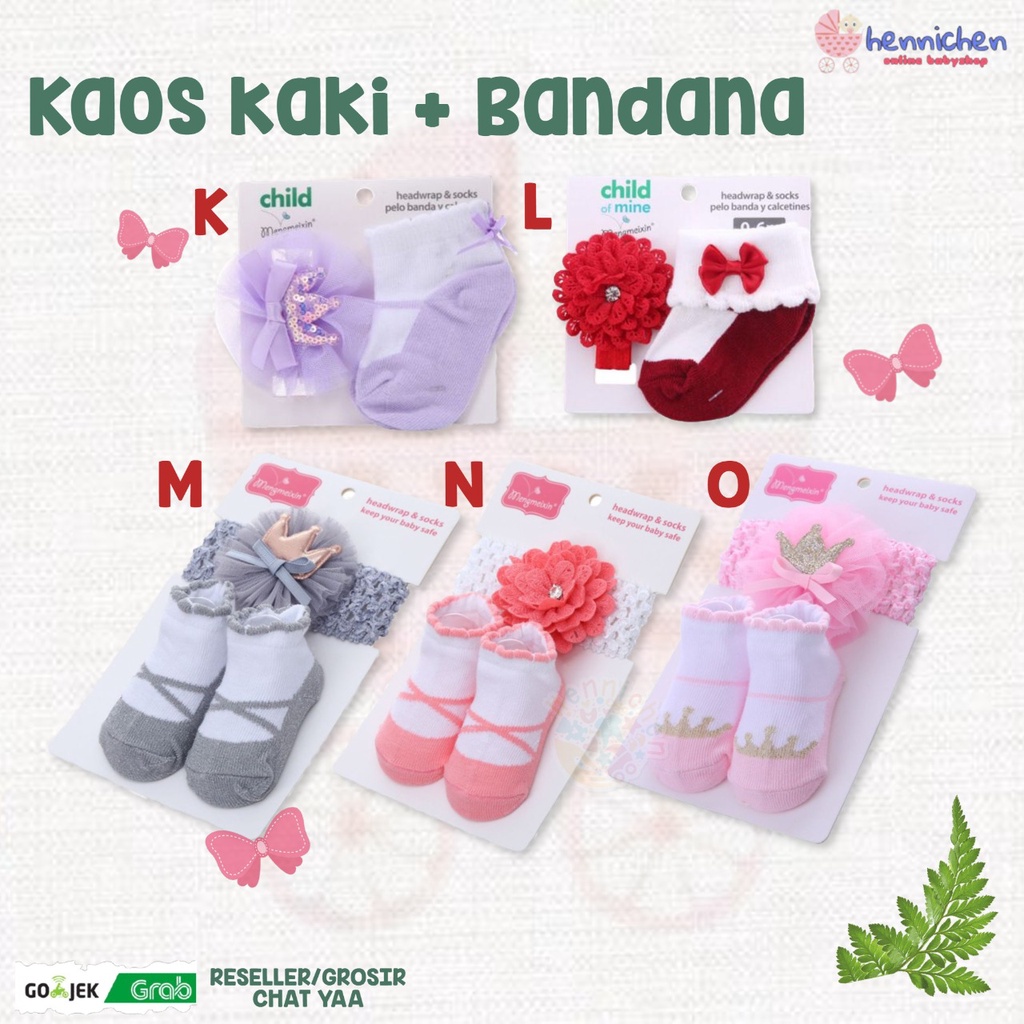 Kaos Kaki Bandana Set Cantik Lucu Fashion 0-12 bulan