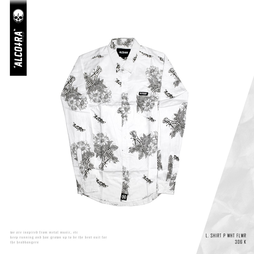 L SHIRT P WHT FLOWER //L.SHIRT KK FLWR WHT/ KEMEJA FULLPRINT / KEMEJA ALCOTRA