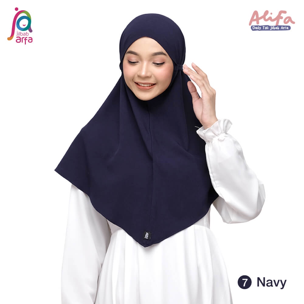 Jilbab Arfa Instan Alifa Navy - Bergo Maryam Tali Non Pet