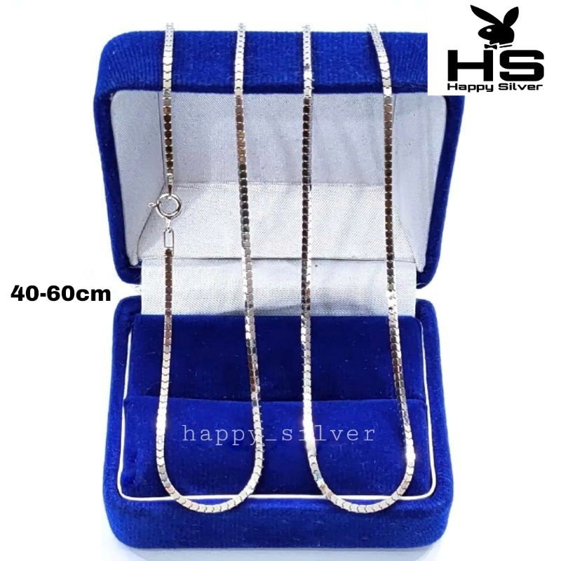 Kalung Perak Pria Wanita Silver Asli 925 Lapis Emas Putih Milano Kaca - Perhiasan Perak Pria Wanita