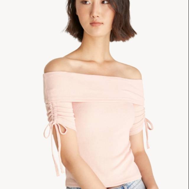 Off Shoulder Sleeve Pink Top