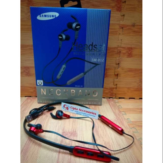 Headset BLUETOOTH sport samsung SM-002  bisa connecting 2 hp