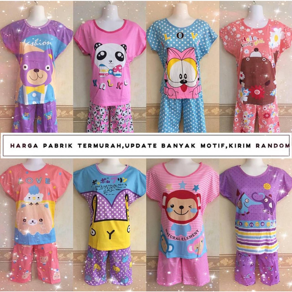 Grosir Baju Tidur Spandex Korea Stelan Dewasa HP 3/4 Wanita/Baby doll/Piyama/Murah