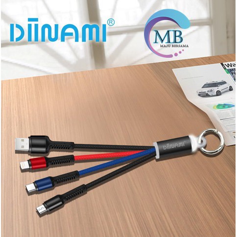 BM018 Diinami Kabel Data Colors 3in1 Micro+Lightning+Type-C 2.4A 30cm MB1911