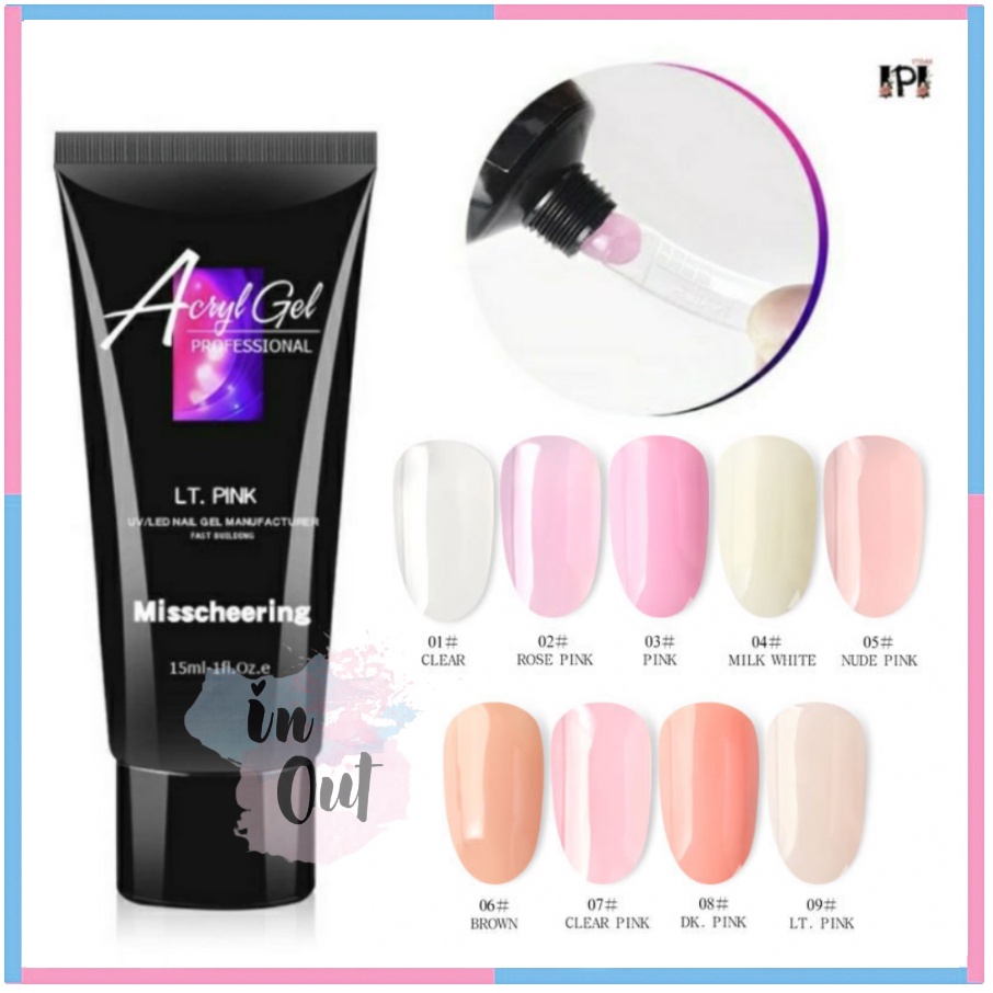 ACRYL GEL Professional Poly Gel Nail kutek kuku extension kuku warna bening kilat 15ml KU016