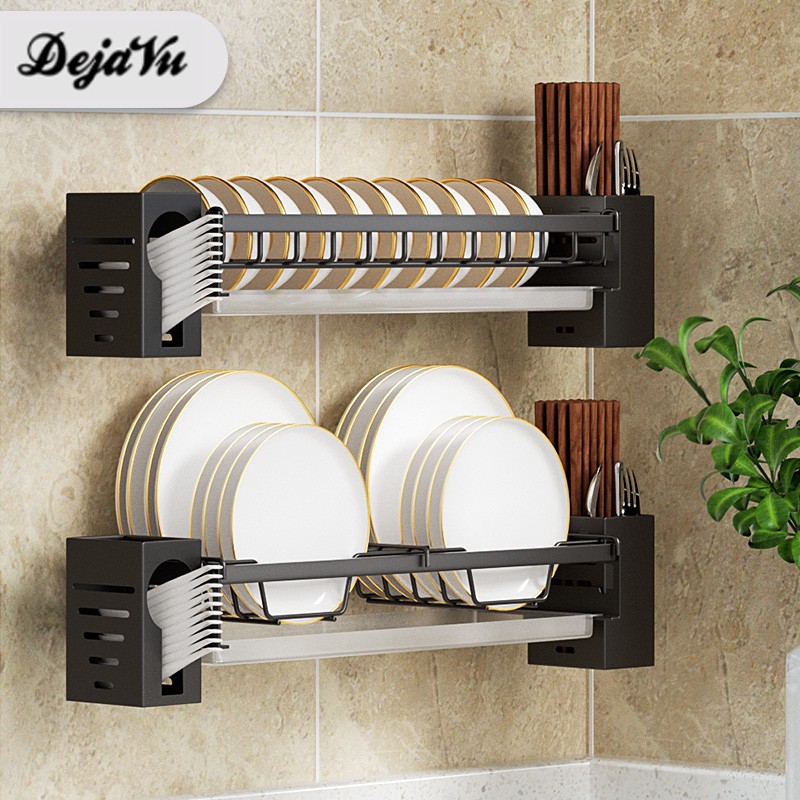 Dejavu Rak Piring Gantung Rak Mangkok Dinding Stainless Tempat Penyimpanan Dapur Minimalis HRM121