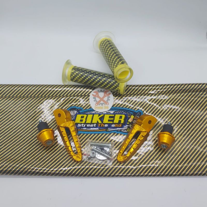 Kulit jok biker carbon plus grip Carbon plus Jalu stang plus FootStep universal Honda