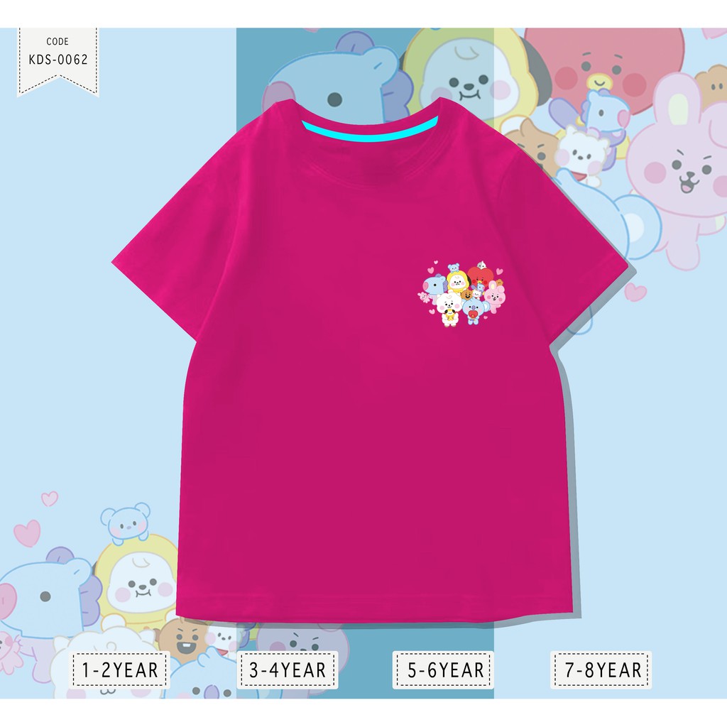 KAOS ANAK-ANAK KIDS BT21 CUTE / BAJU KIDS / ATASAN SANTAI / TERMURAH